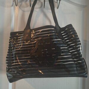Black clear plastic tote bag